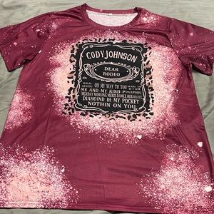 BNWOT (came in a bag, no tags) bleached burgundy Cody Johnson tee size small